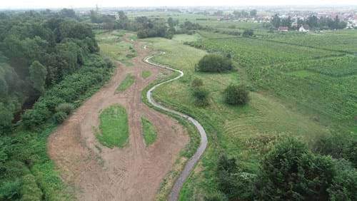 Travaux de reméandrage du Muehlbach réalisés en 2021