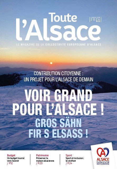 Couverture du magazine interactif Toute l'Alsace de janvier 2024 - "Voir grand pour l'Alsace"