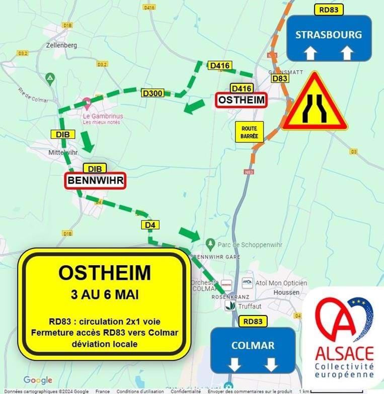 Plan des travaux du 3 au 6 mai.