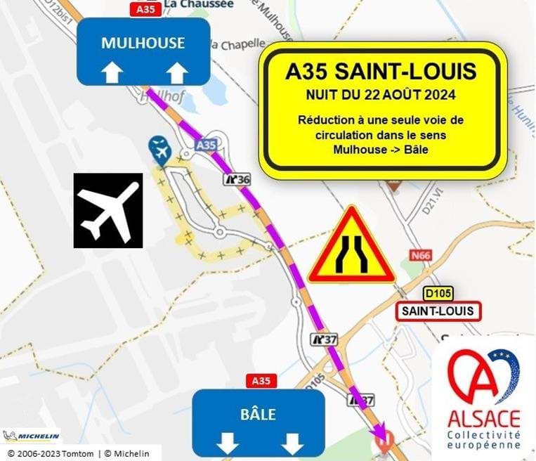 Travaux nuit du 22 août : réduction à 1 voie sens Mulhouse-Bâle