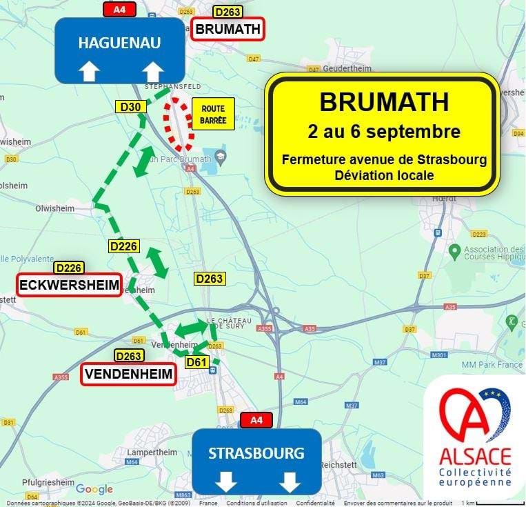 Travaux à Brumath du 2 au 6 septembre