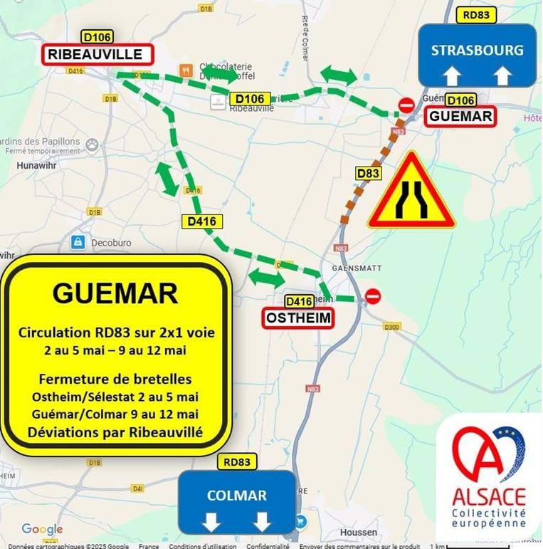 Travaux sur la RD83 à Guémar