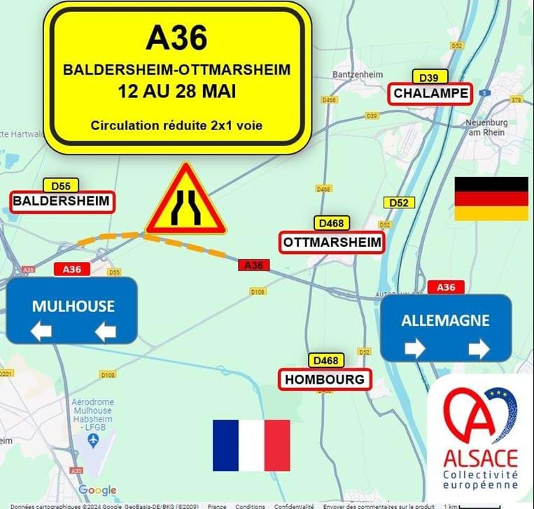 Travaux A36 à Baldersheim Ottmarsheim