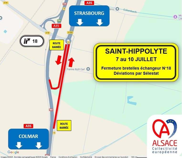 Echangeur autoroutier de Saint-Hippolyte : travaux dès le 7 juillet