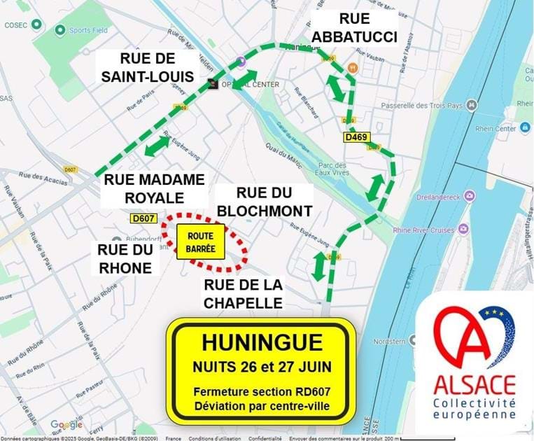 RD607 à Huningue : travaux dès le 26 juin