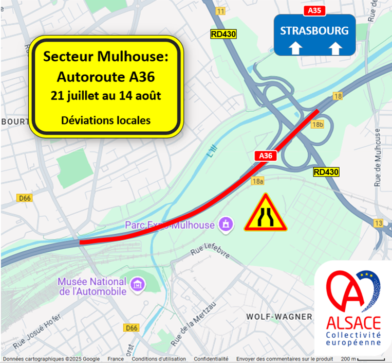 Travaux sur l'A36 secteur Mulhouse